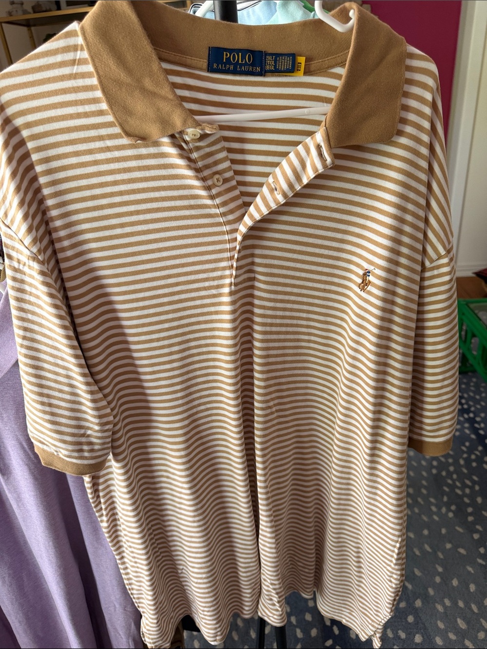 Polo by Ralph Lauren Tan & White Striped Polo